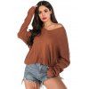 Drop Shoulder Cable Knit Oversized Sweater - MAHOGANY L