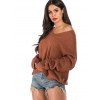 Drop Shoulder Cable Knit Oversized Sweater - MAHOGANY L