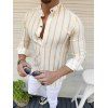 Vertical Striped Stand Collar Longline Shirt - YELLOW XXXL
