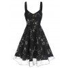 Mini Robe Superposée Motif d'Etoile en Dentelle à Bretelle - Noir 2XL