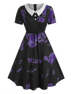 Plus Size Tie Dye Drawstring Gothic Dress