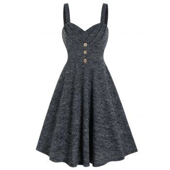 Image of Mock Button High Waist Cami A Line Dress