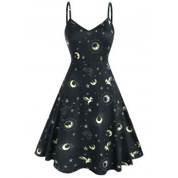 

Plus Size Universe Print Cami Dress, Black