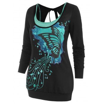 

Butterfly Tie Cut Out Back Top with Cami Top, Green