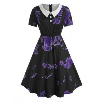 

Plus Size Tie Dye Drawstring Gothic Dress, Purple