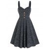 Robe Ligne A à Bretelle Boutonnée à Taille Haute - Gris Foncé XL