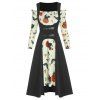 Robe d'Halloween Haute Basse Citrouille Animal Imprimé Double Boucles Deux Pièces - Noir 2XL
