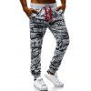 Pantalon de Jogging Teinté Imprimé à Taille Elastique - Gris Clair XL