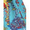 Robe Sirène Ceinturée Plongeante Imprimée sans Manches en Ligne A de Vacances - multicolor L