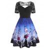 Robe d'Halloween Squelette en Jouant de la Guitare Découpée de Grande Taille - Bleu L