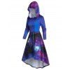 Robe à Capuche Haute Basse Galaxie Imprimée avec Lacets - multicolor A M