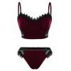 Ensemble de Soutien-Gorge en Dentelle Transparente en Velours Grande-Taille - Brique Réfractaire 3X