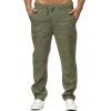 Pantalon Droit Long en Couleur Unie à Taille Elastique - Vert Armée XS