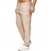 Pantalon Droit Long en Couleur Unie à Taille Elastique - Kaki Léger XS