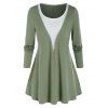 T-shirt Bicolore Zippé de Grande Taille à Col Rond - Vert clair L