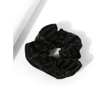 

Velour Fabric Striped Elastic Scrunchie, Black