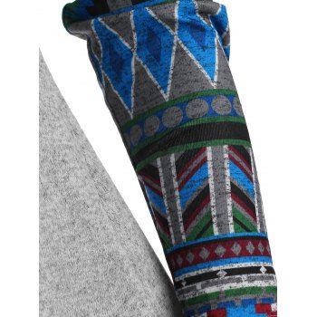 Seamless Geometric Pattern Cowl Neck Longline Knitwear