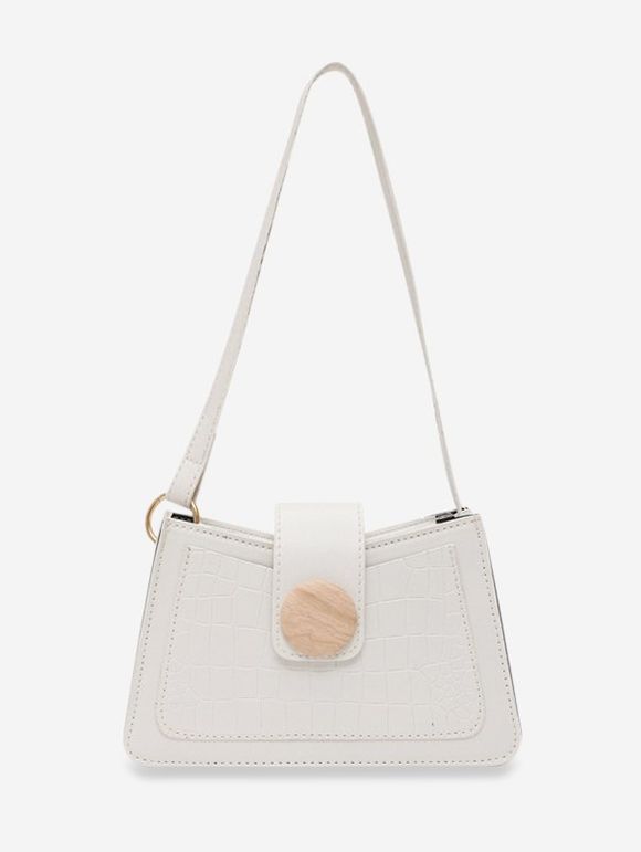 Sac à Bandoulière Tressé Rond Gaufré Animal Domestique avec Boucle - Blanc 