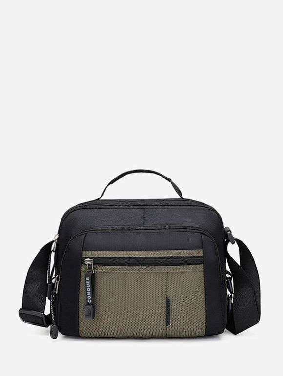 Sac à Bandoulière en Couleur Contrastée en Canevas - Vert profond 