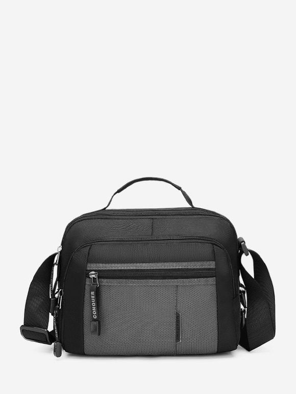 Sac à Bandoulière en Couleur Contrastée en Canevas - Gris 
