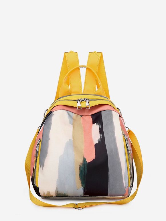 Sac à Dos en Blocs de Couleurs Motif Camouflage en Tissu - Jaune 