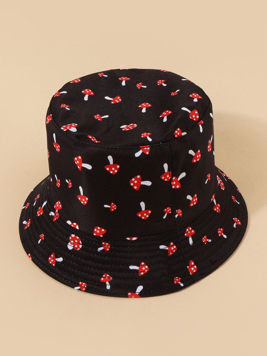 [29% OFF] 2020 Mushroom Printed Reversible Outdoor Bucket Hat In BLACK ...