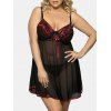 Ensemble de Body Lingerie en Maille Transparente de Grande Taille - Rouge 5XL