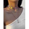 Ensemble de Collier Fleur Serrure Coloré Pendant 3 Pièces - Argent 