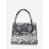 Mini Sac à Main Carré Chaîne Motif de Peau de Serpent - Gris Foncé 