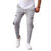 Pantalon de Survêtement Décontracté Simple avec Poches à Rabat - Gris XL