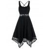 Robe Mouchoir en Dentelle à Bretelle sans Manches - Noir M