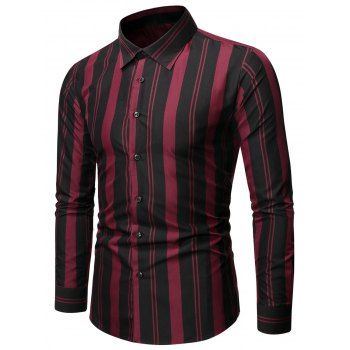 

Balanced Striped Button Up Slim Shirt, Black