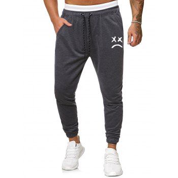 

Funny Face Graphic Casual Drawstring Sweatpants, Dark gray