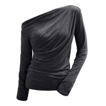 

Draped Long Sleeve Heathered T-shirt, Dark slate grey