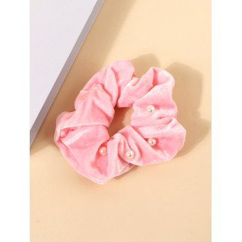 

Faux Pearl Velour Elastic Fabric Scrunchie, Light pink