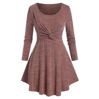 

Plus Size Twisted Tunic Skirted Jersey Knitwear, Rosy finch