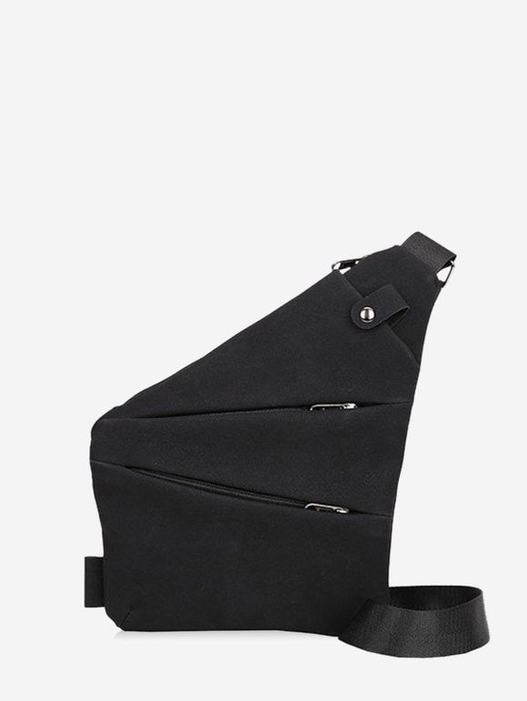 Sac de Poitrine Géométrique Zippé avec Multi-poches - Noir 
