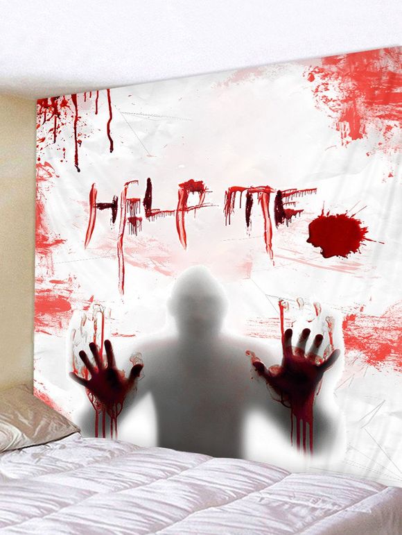 Tapisserie Murale Pendante d'Halloween Motif de Main Sanglant - multicolor W91 X L71 INCH