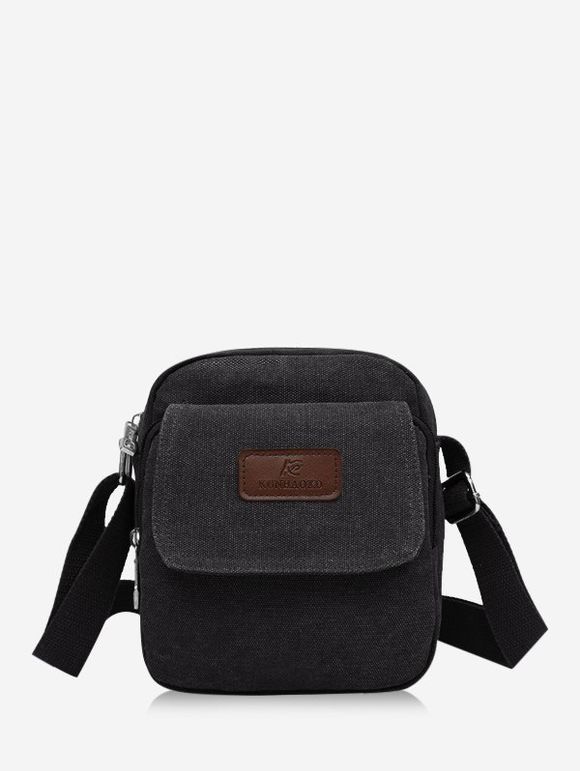 Mini Sac à Bandoulière Décontracté en Canevas - Noir 