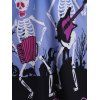 Haut d'Halloween Squelette Chauve-souris Imprimés à Manches Longues de Grande Taille avec Lacets - Noir L