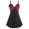 Robe Lingerie à Ourlet en Dentelle de Grande Taille avec Nœud Papillon - Noir 4X