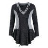 T-shirt Tricoté Bicolore à Lacets - Gris Ardoise Foncé L