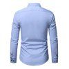 Dual Flap Pockets Button Up Plain Shirt - BLUE GRAY S
