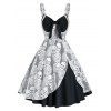 Robe d'Halloween Crâne sans Manches en Dentelle Insérée - Noir M