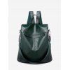 Sac à Dos Rétro en Couleur Unie Multifonctionnel en PU - Vert profond 