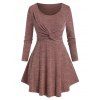 Plus Size Twisted Tunic Skirted Jersey Knitwear - ROSY FINCH L