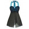 Ensemble de Body Cœur en Maille de Grande Taille à Col Halter - Bleu Lierre L
