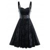 Robe à Bretelle Bouclée en Tissu sans Manches à Lacets en Velours - Noir 3XL