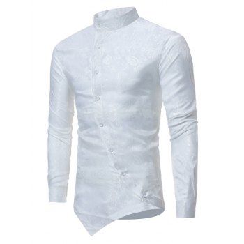 

Paisley Jacquard Button Up Asymmetrical Shirt, White