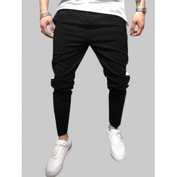 

Side Striped Zipper Fly Pencil Pants, Black